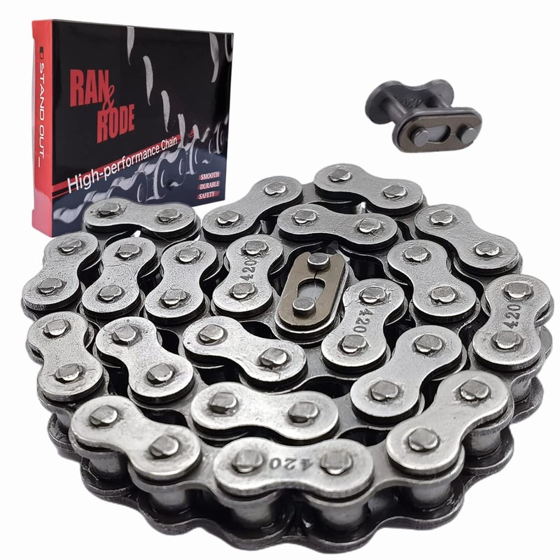 ‎Ran&Rode Front Jackshaft #420 Chain 42 Links fits Coleman CT200U CT200U-EX BT200X Mini Bike Chain MB200 MB165 Baja Warrior Heat Mini Baja Motorsports (#420 Chain 42 Links) - Image 1